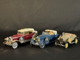 (3) Franklin Mint Die-cast Collectible toy Cars