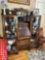 Great oak double china bookcase with carved lions heads 1890s