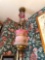 Victorian pull down hall lamp cranberry
