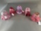 5 various cranberry glass shades