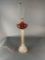 Tall red cut to clear Bohemian glass table lamp