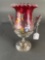 Cranberry Celery holder 1890s silver holder