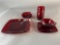 68 pcs. 1950's square ruby red luncheon dishes