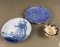 3 blue dishes
