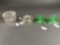 4 pc Depression Glass, Square Candle Sticks