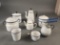 8 pieces white black rim graniteware