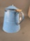 Great large blue mottled granite coffee pot