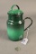 Green banded milk pitcher with lid