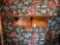 Solid oak wall mounted shelf with carving