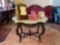 Marble turtle top walnut center table 1870s