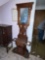 Walnut marble top hall tree