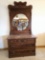 1890's solid walnut marble top dresser, ornately carved
