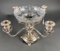 Large silver center piece with cut glass center bowl