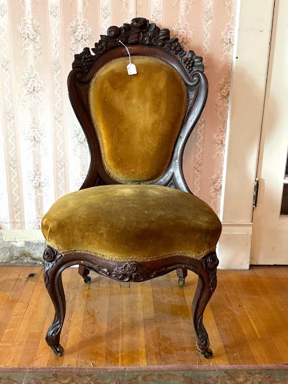 John Belter Rosewood side chair with carved florals 1860s