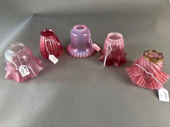 5 various cranberry glass shades