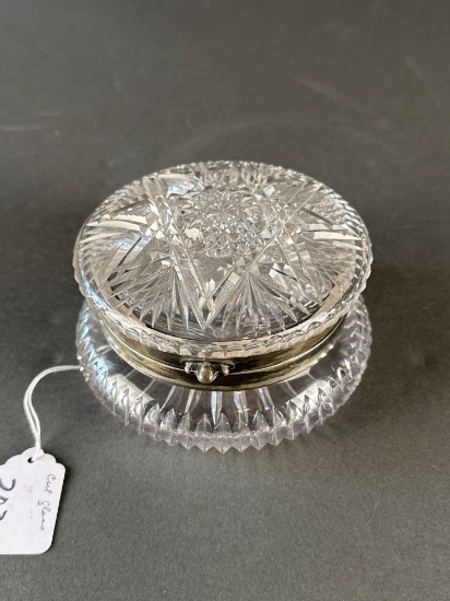 Heavy cut glass dresser jar