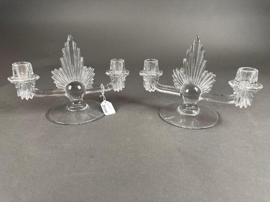 Pair of vintage crystal candle sticks