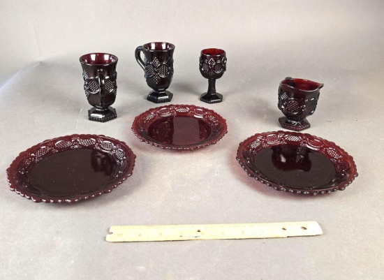 109 pieces ruby red cape cod avon dishes