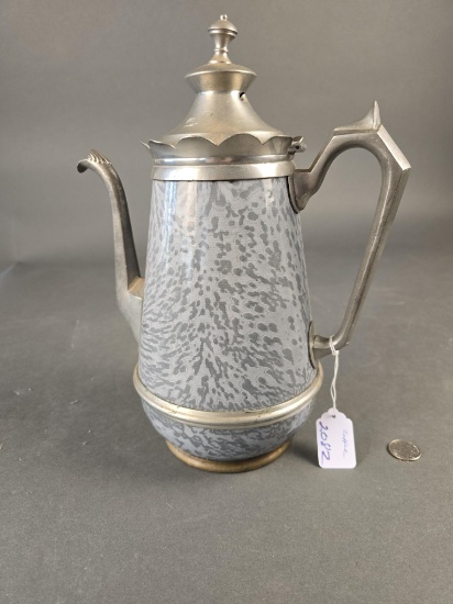 Grey granite coffee Pitcher with pewter top