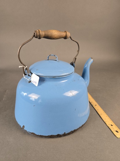 Light blue granite tea pot