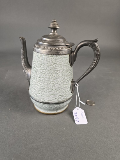 Bluish small granite coffee with pewter top