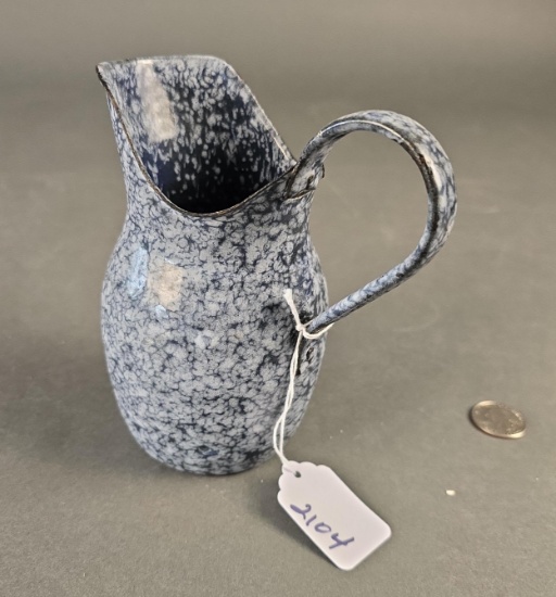 Small blue mottled granite pitcher