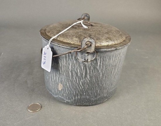 Grey granite covered berry bucket, pail