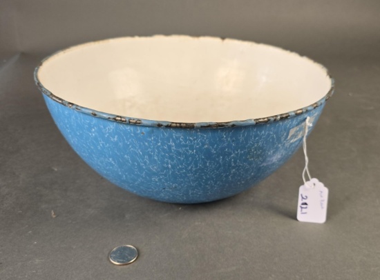 Large Blue mottled mixing bowl