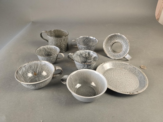 8 pieces various grey granite