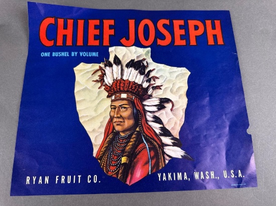 Chief Joseph apple box lable, Yakima, Washington
