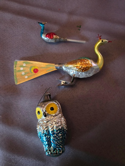 (3) Victorian bird ornaments