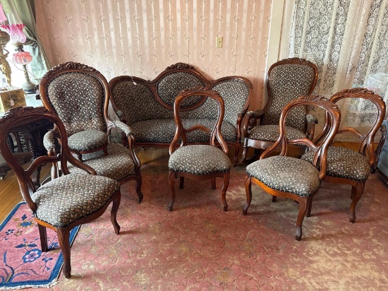 10 piece original matching 1860s parlor set