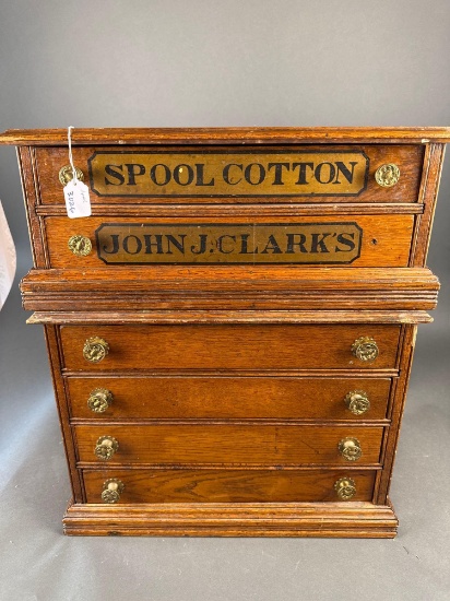2 section oak John Clark spool cabinet