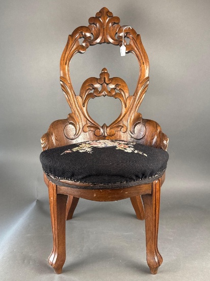 Victorian open carved side chair