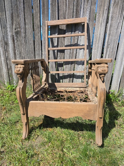 Morris chair frame with lions head