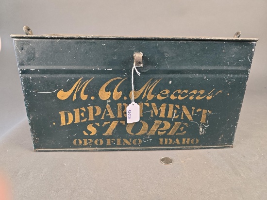 Advertisng tin from Mark A. Means dept store Orofino