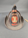Rare, Nez Perce leather firemans helmet late 1800s. Nez Perce county helmet. 2 letters missing from