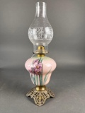 Purple and pink kerosene table lamp