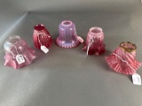 5 various cranberry glass shades