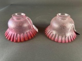2 matching acid etched cranberry shades
