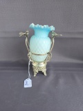 Blue quilted mop vase