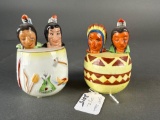 2 pair nodder salt and peppers of Native Americans