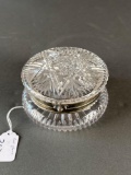 Heavy cut glass dresser jar