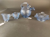 4 pcs blue caprice depression glass