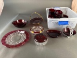18 pcs misc ruby glassware