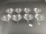 Set of 8 floral etched crystal stems