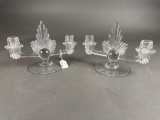 Pair of vintage crystal candle sticks