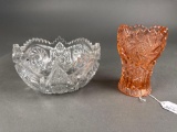 2 pieces of heavy press glass