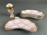 5 piece pink and gold dresser set