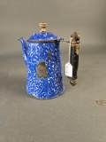 Blue and white swirl granite coffee